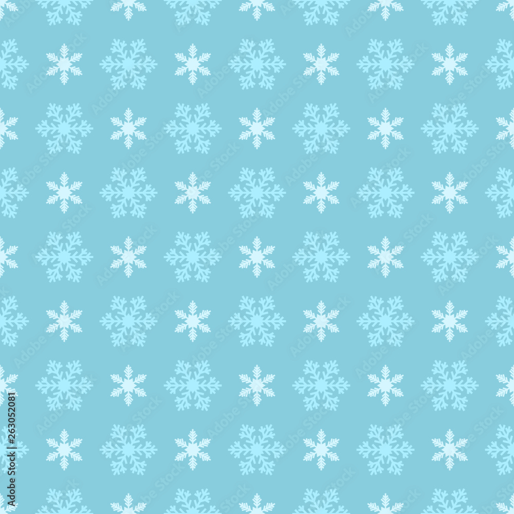 seamless pattern vector snowflake on blue background soft color