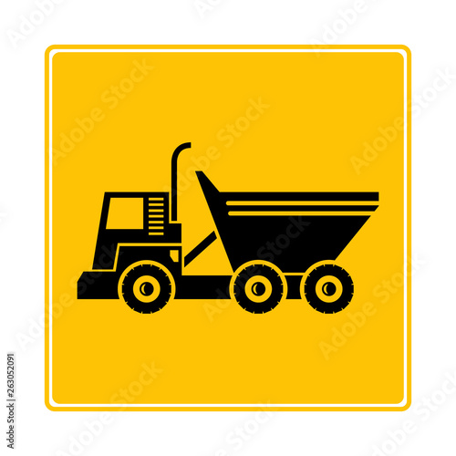 dump truck icon in yellow background