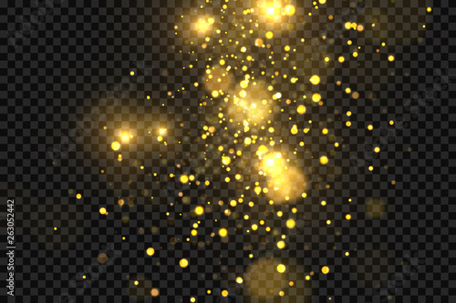 Gold bokeh effect isolated on transparent background