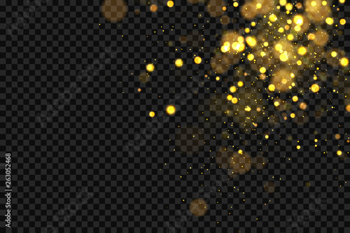 Gold bokeh effect isolated on transparent background