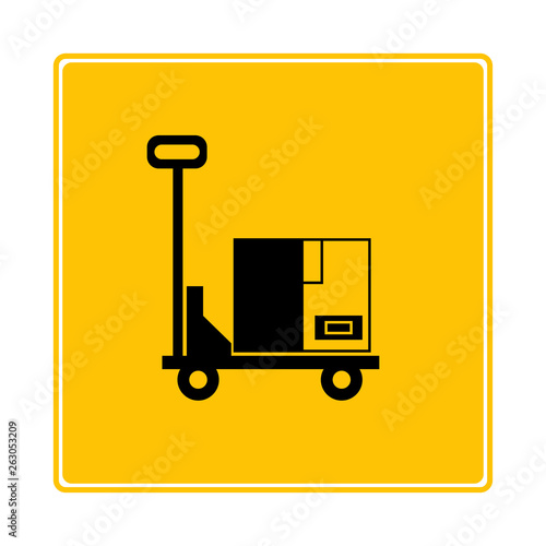 box and trolley icon in yellow background