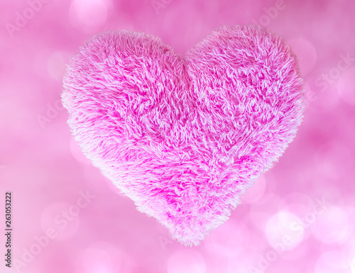 Valentine heart in pink feathers