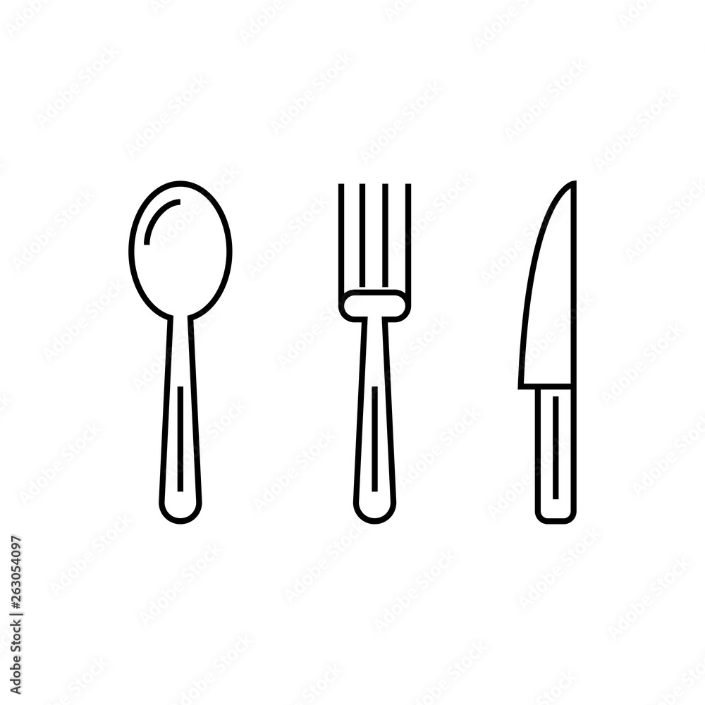 Cutlery vector icon on white background, spoo, knife and fork Cutlery vector icon on white background, spoo, knife and fork