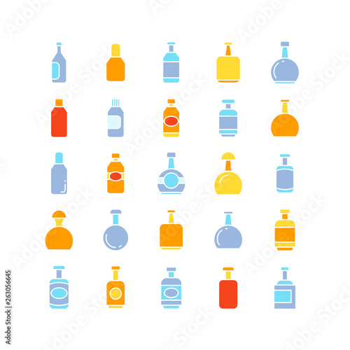 bottle icons set  color theme