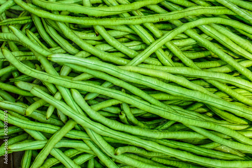 Close up organic Long bean texture background