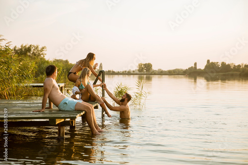 Young people having fun at ...