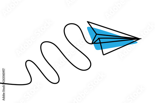 Continuous line drawing of paper plane craft minimalism style