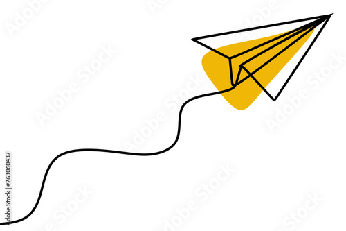 Paper plane continuous one line drawing