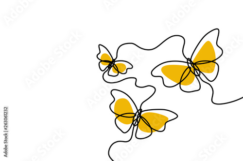 Decorative butterfly one line drawing