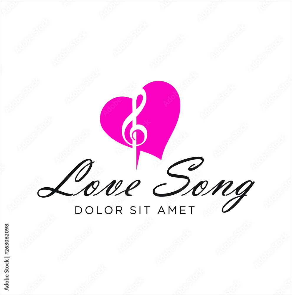 Love song Logo Design Vector Stock. Heart Note Logo Music Template Icon Love song Logo Design Vector Stock. Heart Note Logo Music Template Icon