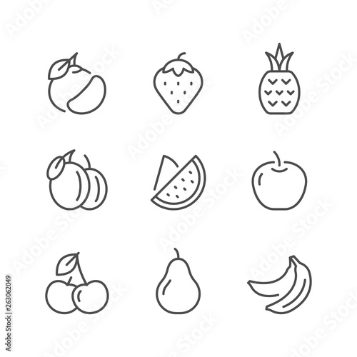 Set line icons of fruit