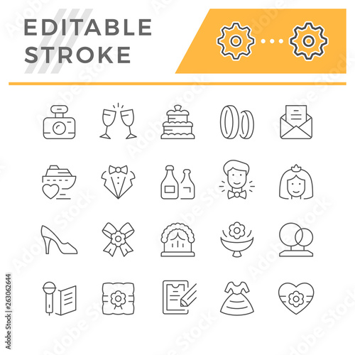 Set line icons of wedding