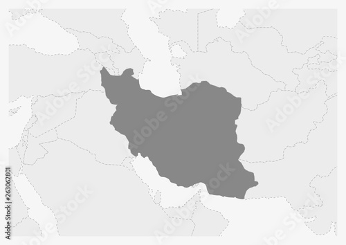 Map of Middle East with highlighted Iran map