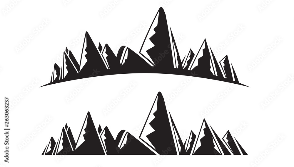 mountains range silhouette on white background mountains range silhouette on white background
