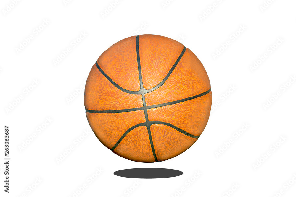 Basketball leather on a white background with clipping path.