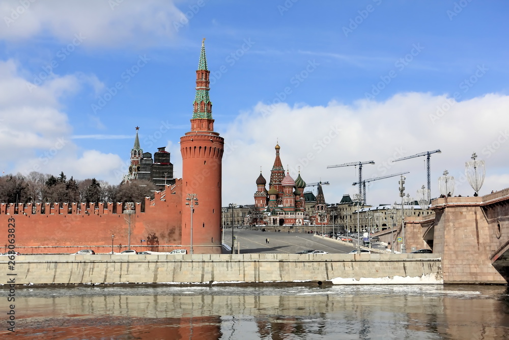View of the Moscow Kremlin, Vasilyevsky Spusk and St. Basil's Cathedral from the Sofia Embankment