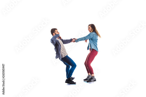 Man and woman having dancing performance