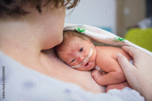Baby and Mother in Hospital photo