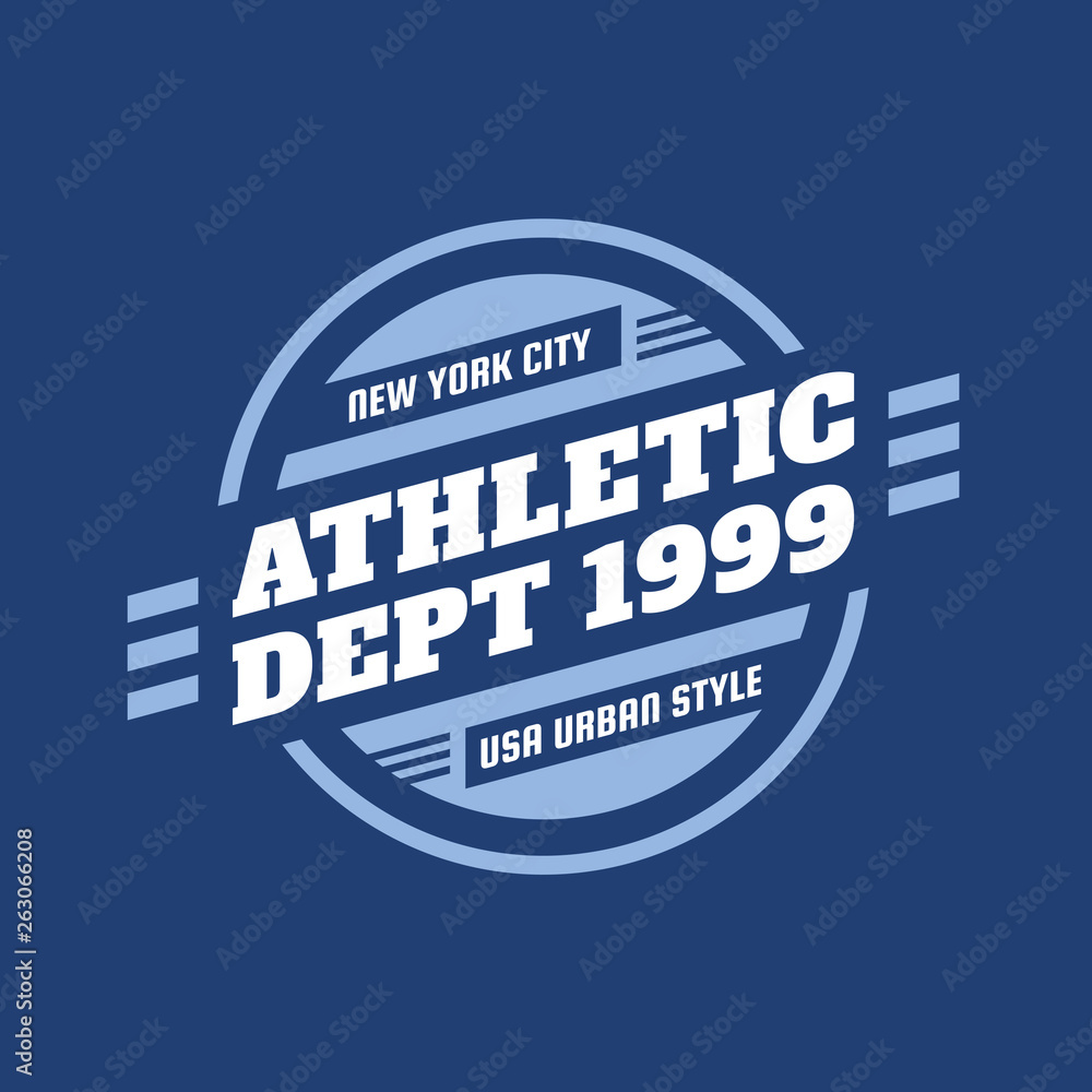 Athletic department 1999 typography vintage logo for tshirt. Retro