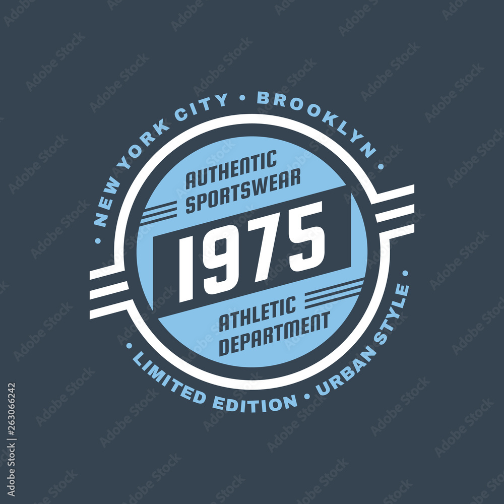 1975 athletic department typography vintage logo for tshirt. Retro