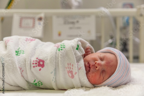 sleeping baby in hospital