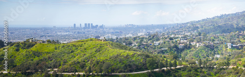 Aerial panorama Beverly Hills CA