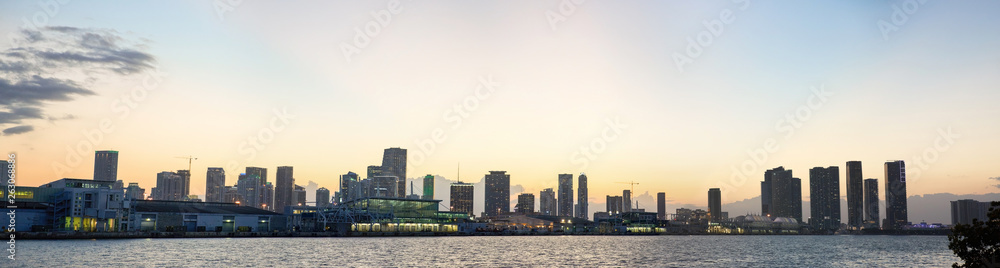 Panoramic photo Port Miami and downtown Florida USA