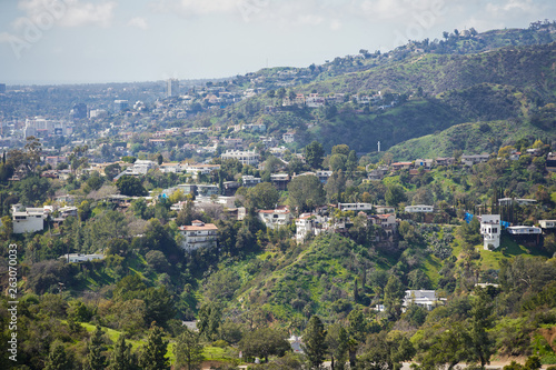 Aerial photo Hollywood Beverly Hills homes