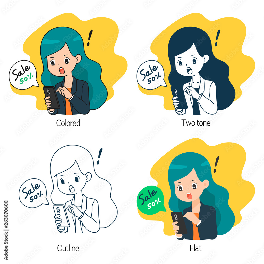 Business woman shopping on smartphone isolated cartoon vector illustration Business woman shopping on smartphone isolated cartoon vector illustration