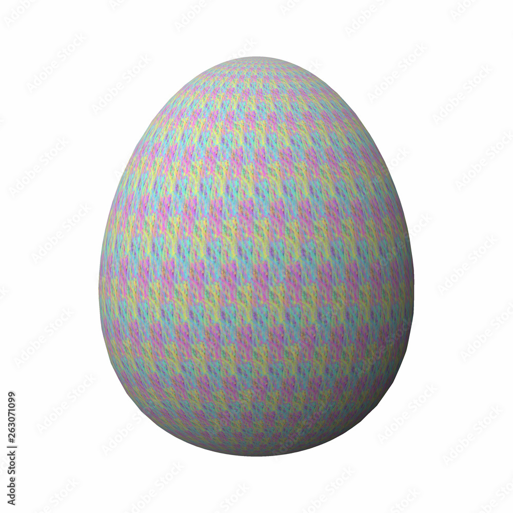 Happy Easter - Frohe Ostern, Artfully designed and colorful easter egg, 3D illustration on white background