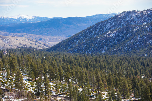 Beautiful winter mountain landscape stock aerial photo