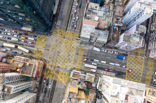 Top view of Hong Kong city traffic © leungchopan