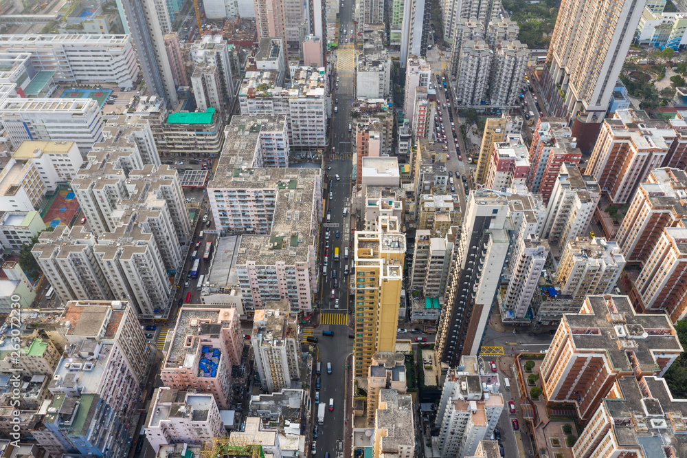 Obraz premium Drone fly over Hong Kong city