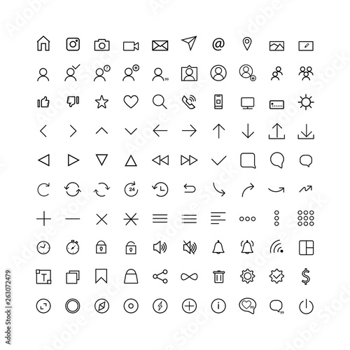 Set comunication icon for web and mobile, thin line