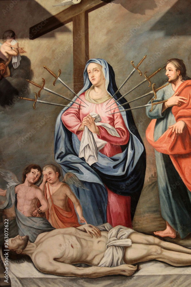 Vierge des 7 douleurs. Eglise Notre-Dame de l'Assomption. Cordon. / Virgin of 7 pains. Church of Our Lady of the Assumption. Cordon.