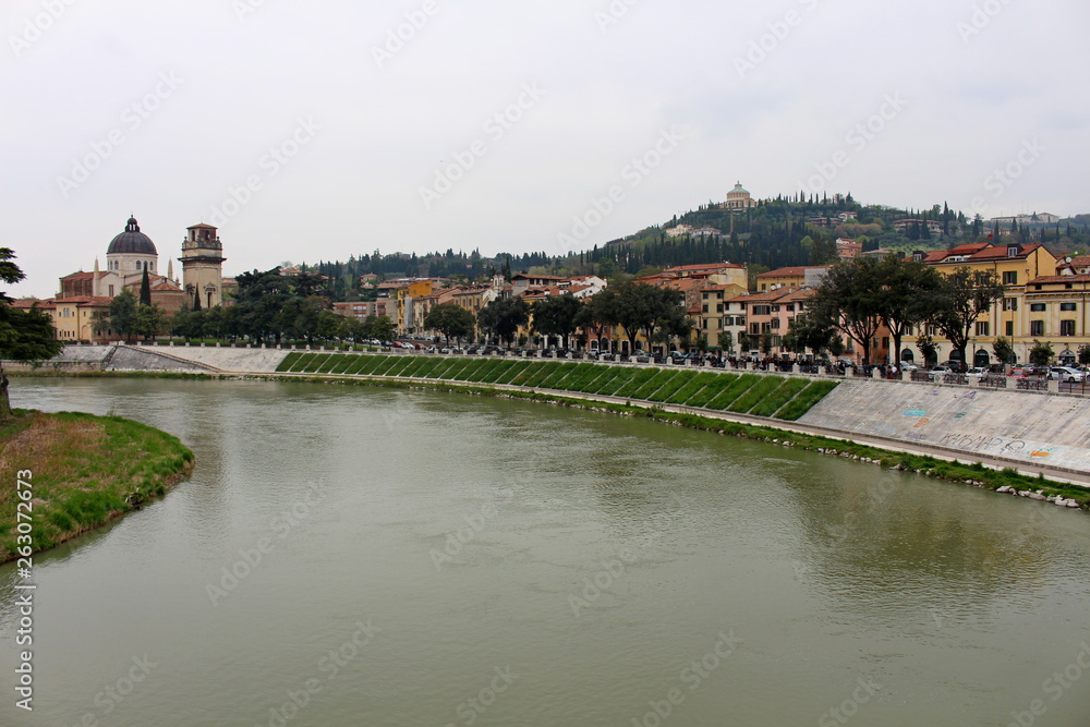 the Adige river in Verona seen from the Pietra bridge