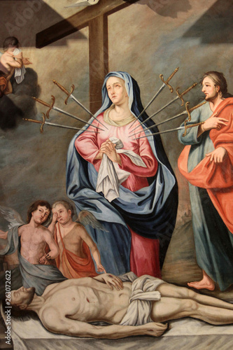 Vierge des 7 douleurs. Eglise Notre-Dame de l'Assomption. Cordon. / Virgin of 7 pains. Church of Our Lady of the Assumption. Cordon.
