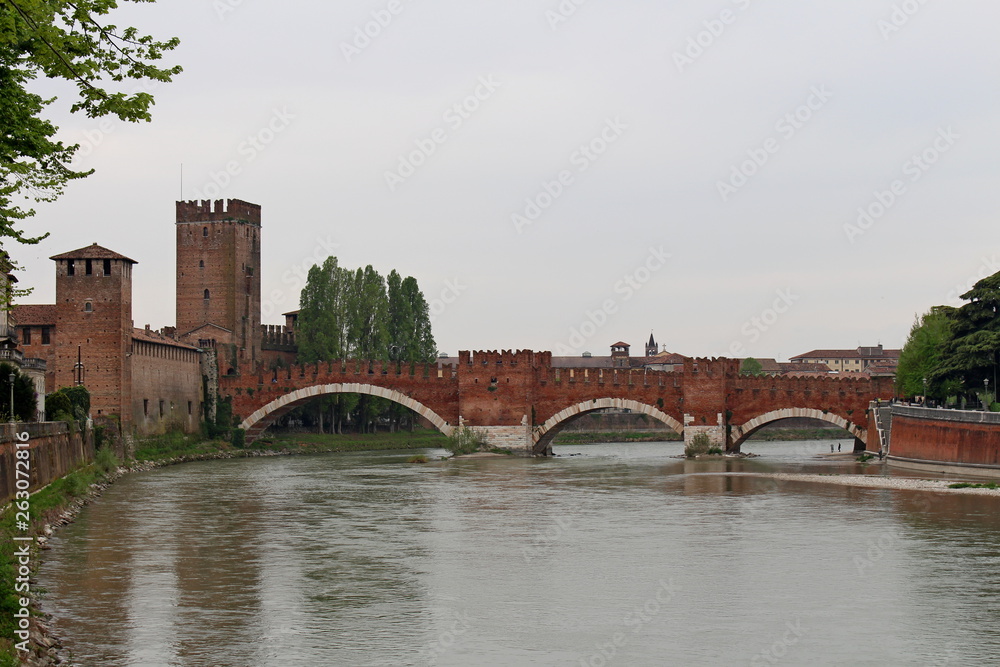 Castelvecchio bridge over the Adige river in Verona