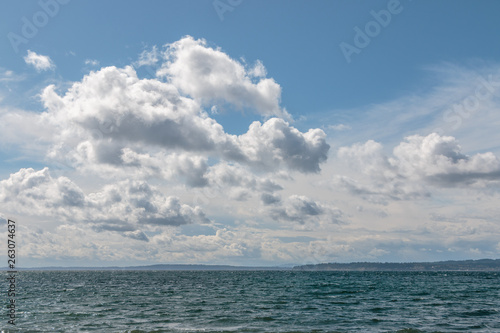 Cumulus clouds over Strait of Juan de Fuca