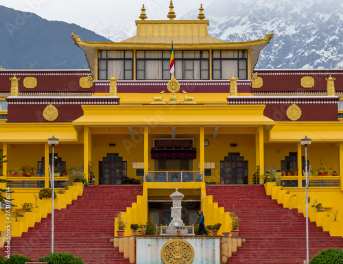 Gyuto Monastery Temple, Himachal Pradesh INDIA, a Buddhist temple located in Yol (Dharamsala) Himachal Pradesh in India, with a slight orange saturation