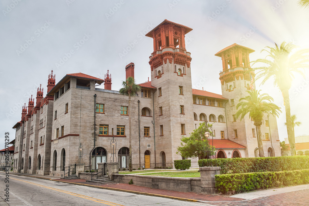 Beautiful view of Flagler College at sunset, St Augustine - Florida - USA