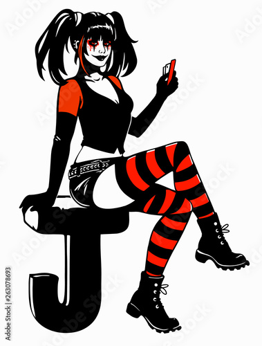 sitting joker girl card