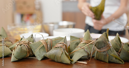 Wall Mural Make steamed sticky rice dumpling at home