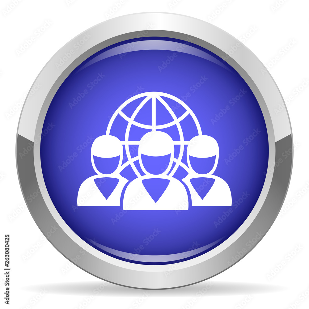 Social network. Round bright blue button.