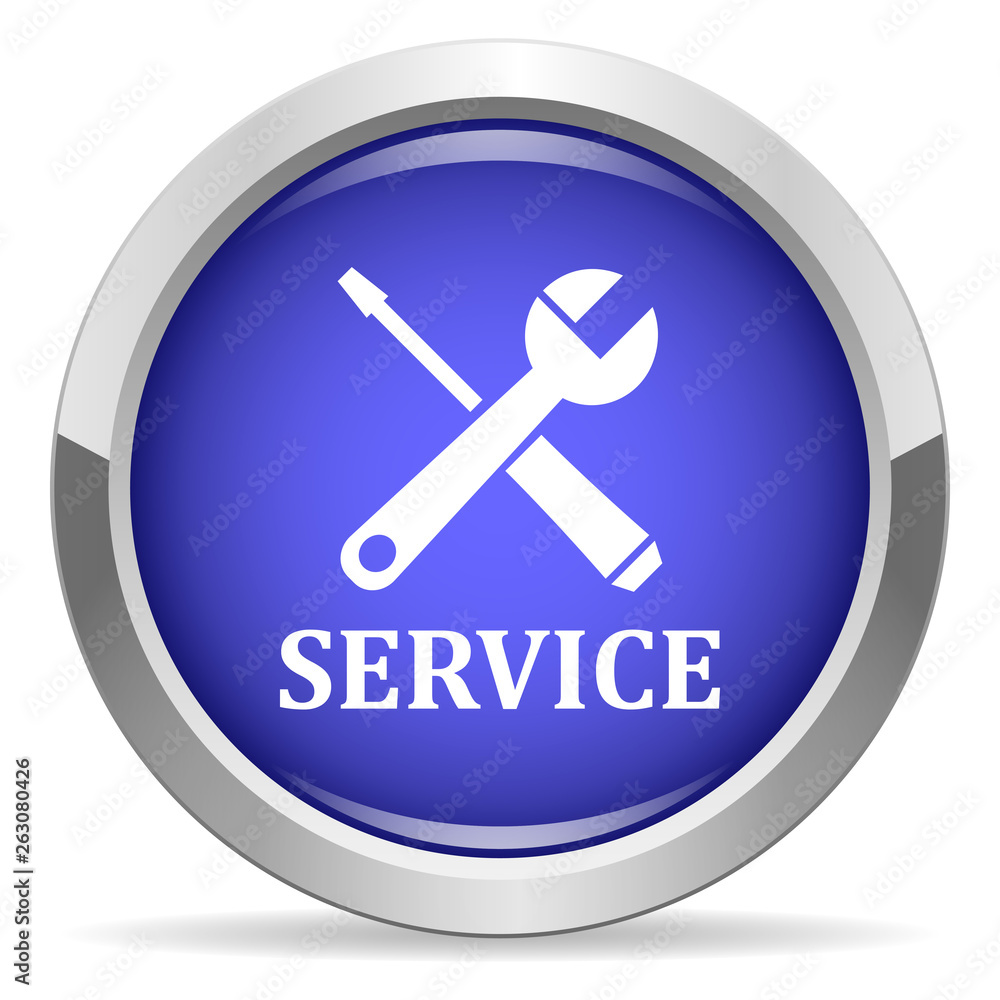 SERVICE icon. Round bright blue button. SERVICE icon. Round bright blue button.