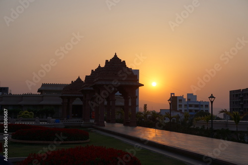 Temple and sunset