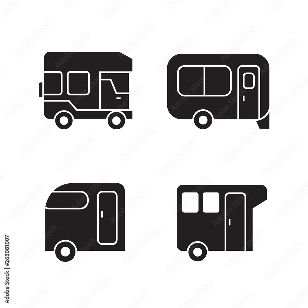 recreational vehicle, camper car icons recreational vehicle, camper car icons