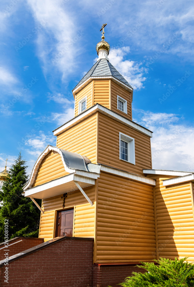 Wooden orthodox church against the sky