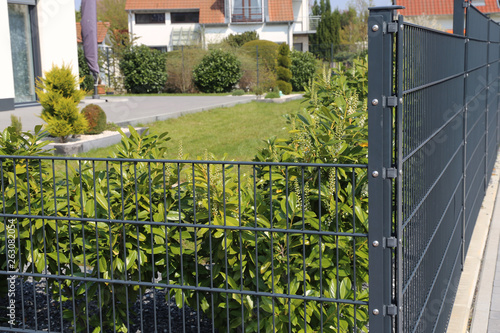 Papier peint Green garden fence as property fence line