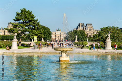 Fountain in the park of the Louvre. Paris. France.